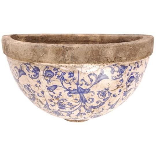 ic ac04 modra malovana keramika kvetinovy stenny kvetinac kvetinac rastlina sadenie byliny drziak kuchyna mediteransky provansalsky zahradny doplnok.jpg